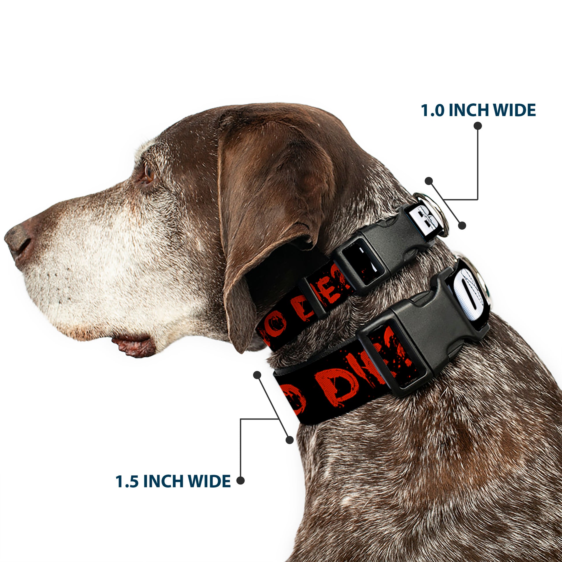 Plastic Clip Collar - Zombies Y U NO DIE Black/White/Red Plastic Clip Collars Buckle-Down