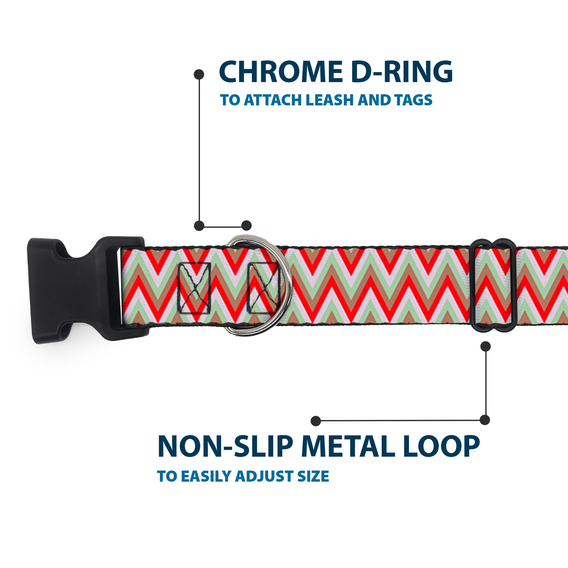 Plastic Clip Collar - Zig Zag White/Tan/Gray/Red Plastic Clip Collars Buckle-Down