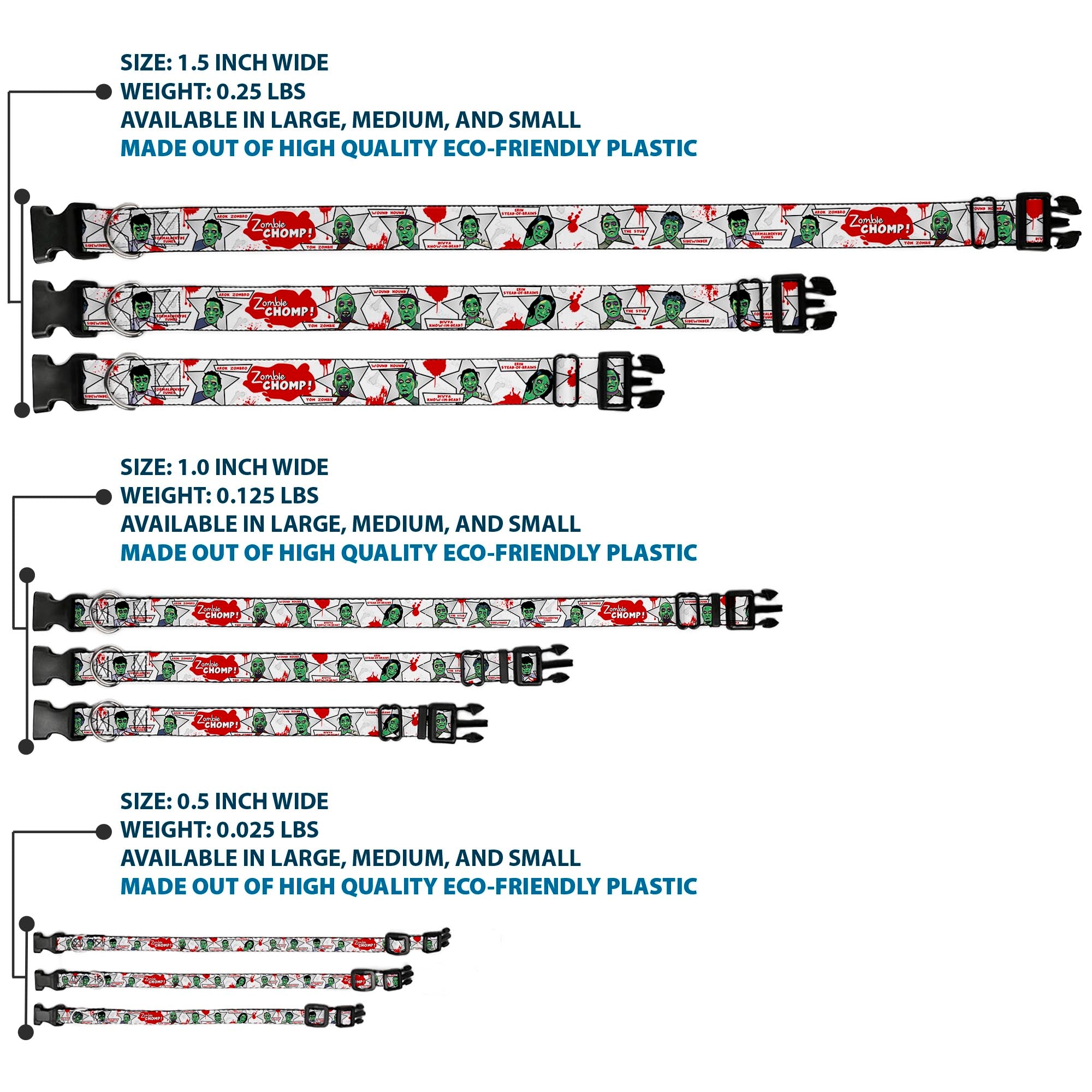 Plastic Clip Collar - Zombie CHOMP! Plastic Clip Collars Buckle-Down