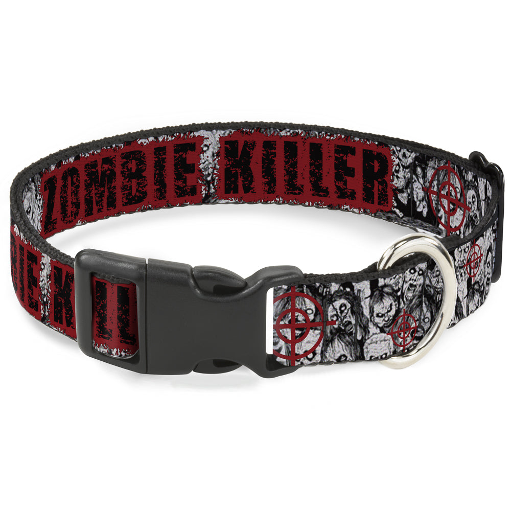 Plastic Clip Collar - ZOMBIE KILLER w/Stacked Zombies Sketch Plastic Clip Collars Buckle-Down