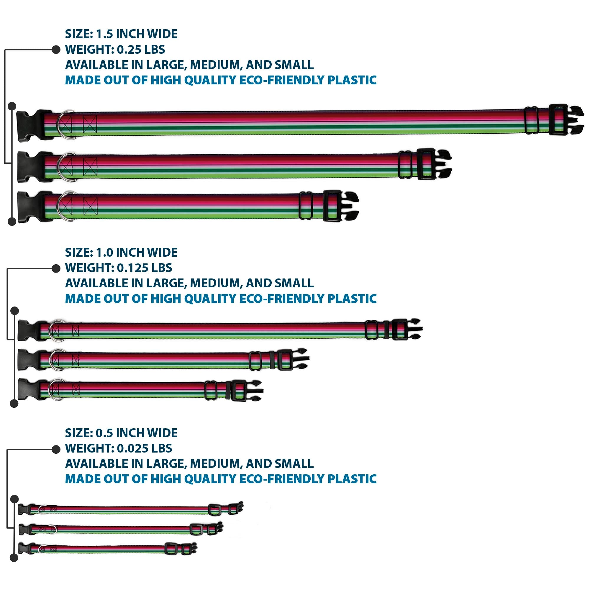 Plastic Clip Collar - Zarape1 Horizontal Red/White/Green Plastic Clip Collars Buckle-Down