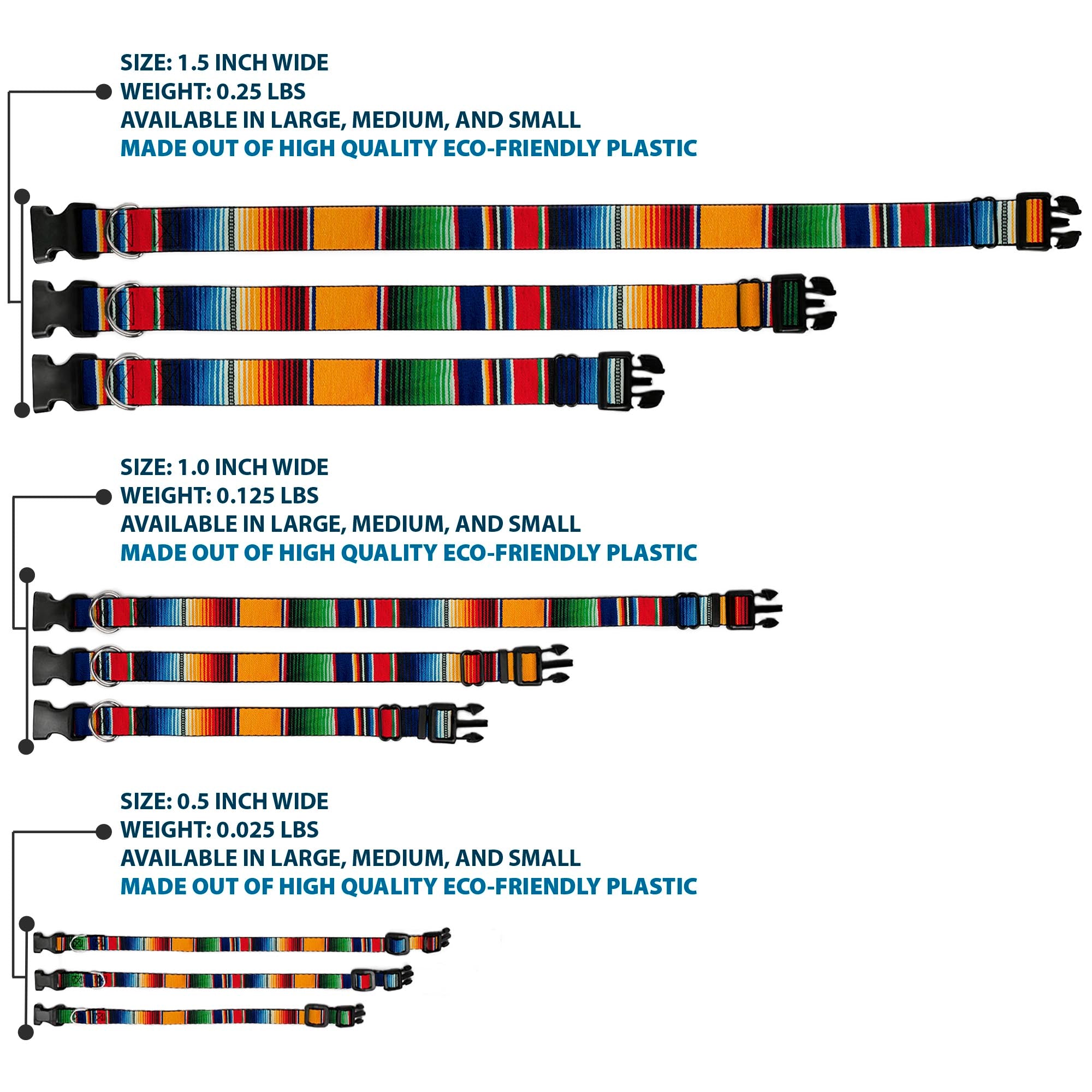 Plastic Clip Collar - Zarape2 Vertical Multi Color Stripe Plastic Clip Collars Buckle-Down