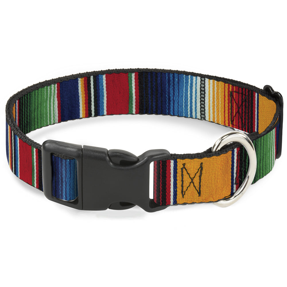 Plastic Clip Collar - Zarape2 Vertical Multi Color Stripe Plastic Clip Collars Buckle-Down