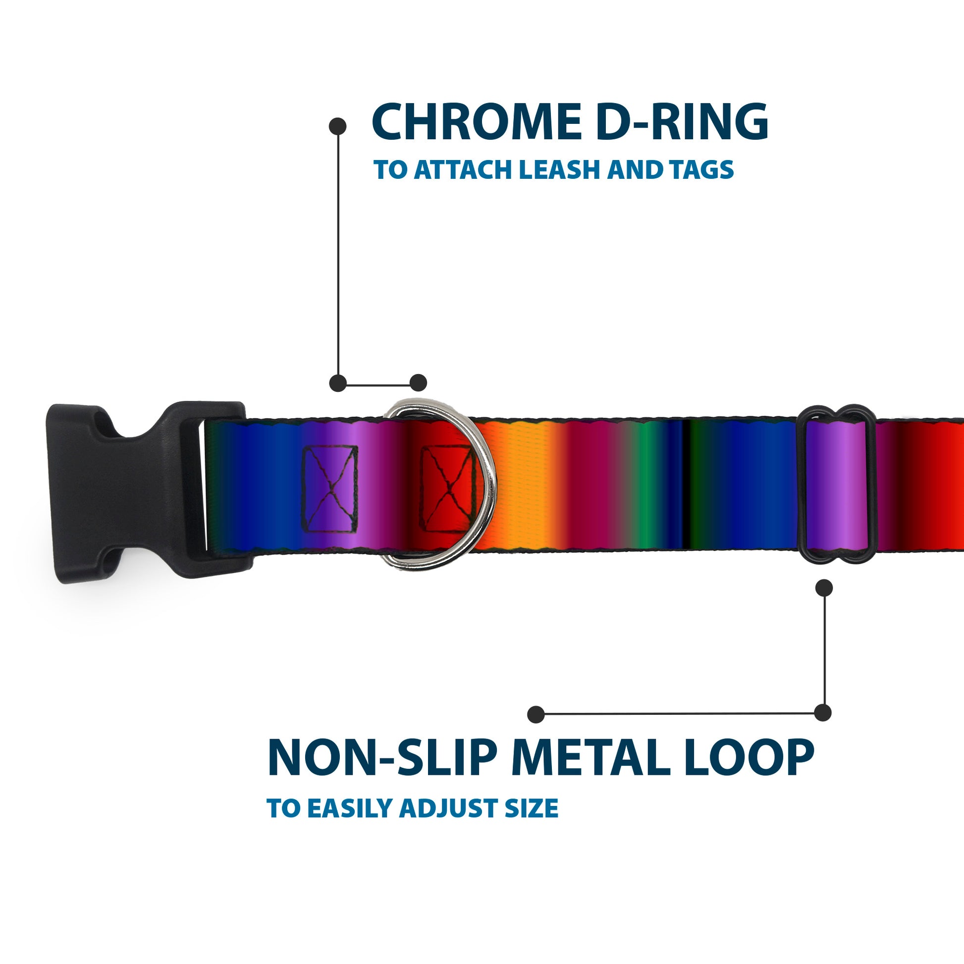 Plastic Clip Collar - Zarape3 Vertical Multi Color Fade Plastic Clip Collars Buckle-Down