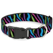 Plastic Clip Collar - Zebra Black/Blue/Green/Pink/Purple Plastic Clip Collars Buckle-Down
