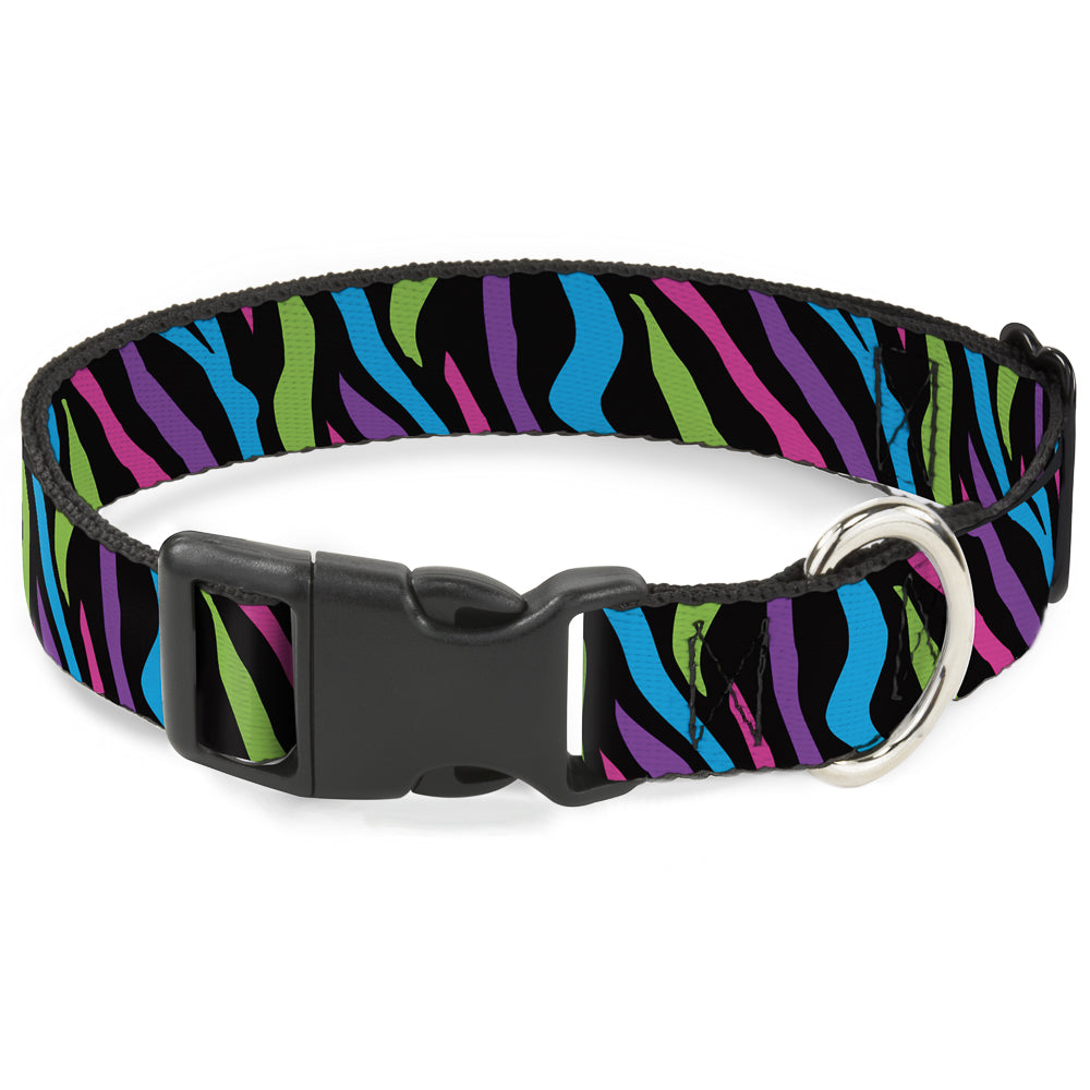 Plastic Clip Collar - Zebra Black/Blue/Green/Pink/Purple Plastic Clip Collars Buckle-Down