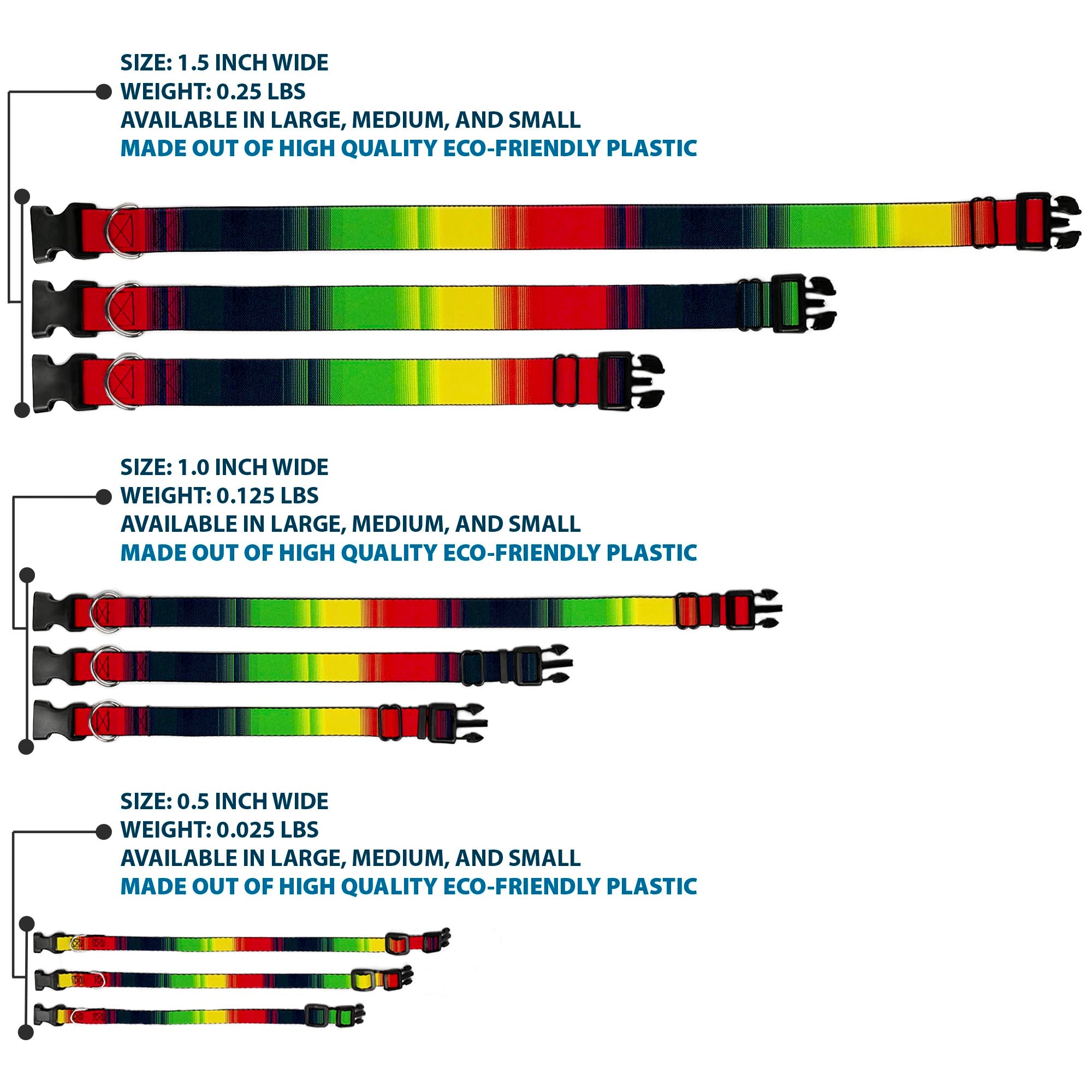 Plastic Clip Collar - Zarape4 Vertical Rasta Plastic Clip Collars Buckle-Down