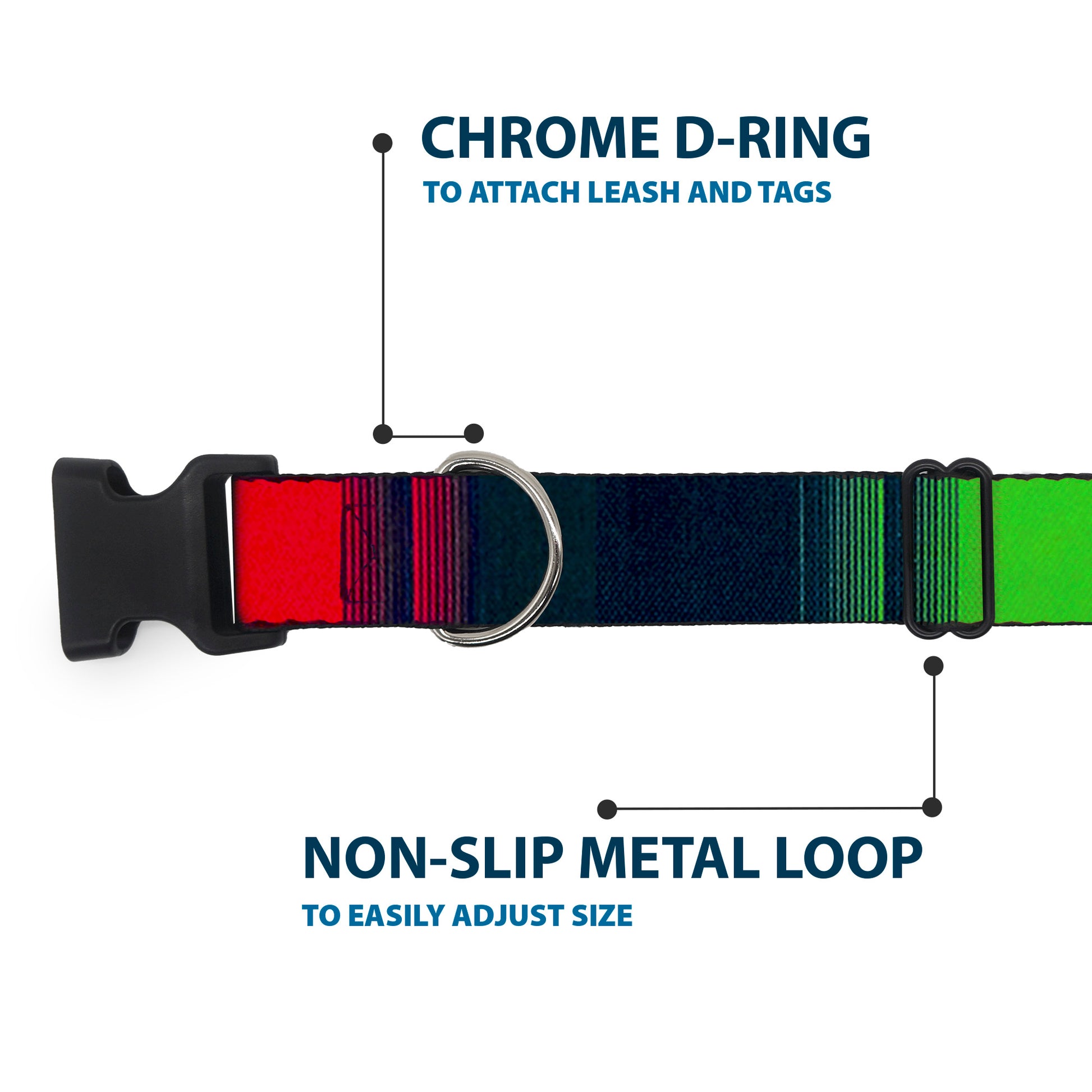 Plastic Clip Collar - Zarape4 Vertical Rasta Plastic Clip Collars Buckle-Down