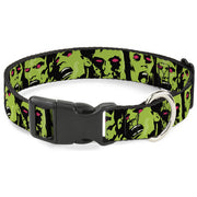 Plastic Clip Collar - Zombie Expressions Black/Green/Red Plastic Clip Collars Buckle-Down
