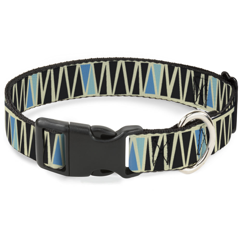 Plastic Clip Collar - Zig Zag Doodle Cream/Black/Blues Plastic Clip Collars Buckle-Down