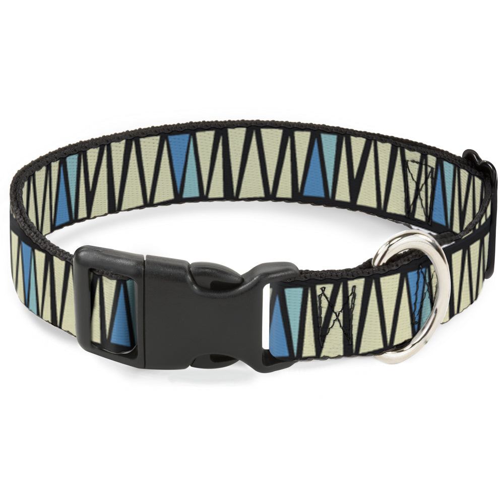 Plastic Clip Collar - Zig Zag Doodle Black/Cream/Blues Plastic Clip Collars Buckle-Down