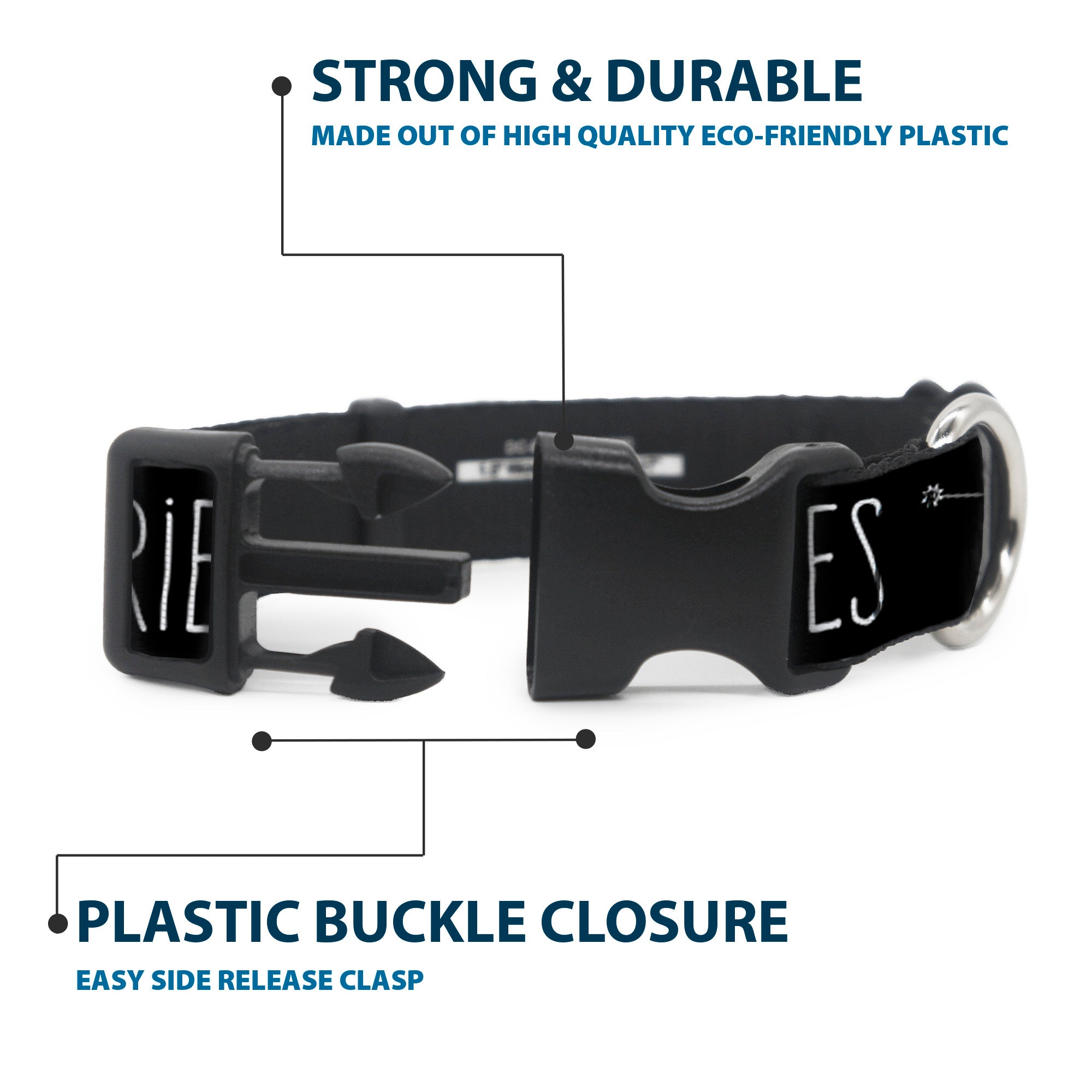 Plastic Clip Collar - Zodiac ARIES/Constellation Black/White Plastic Clip Collars Buckle-Down