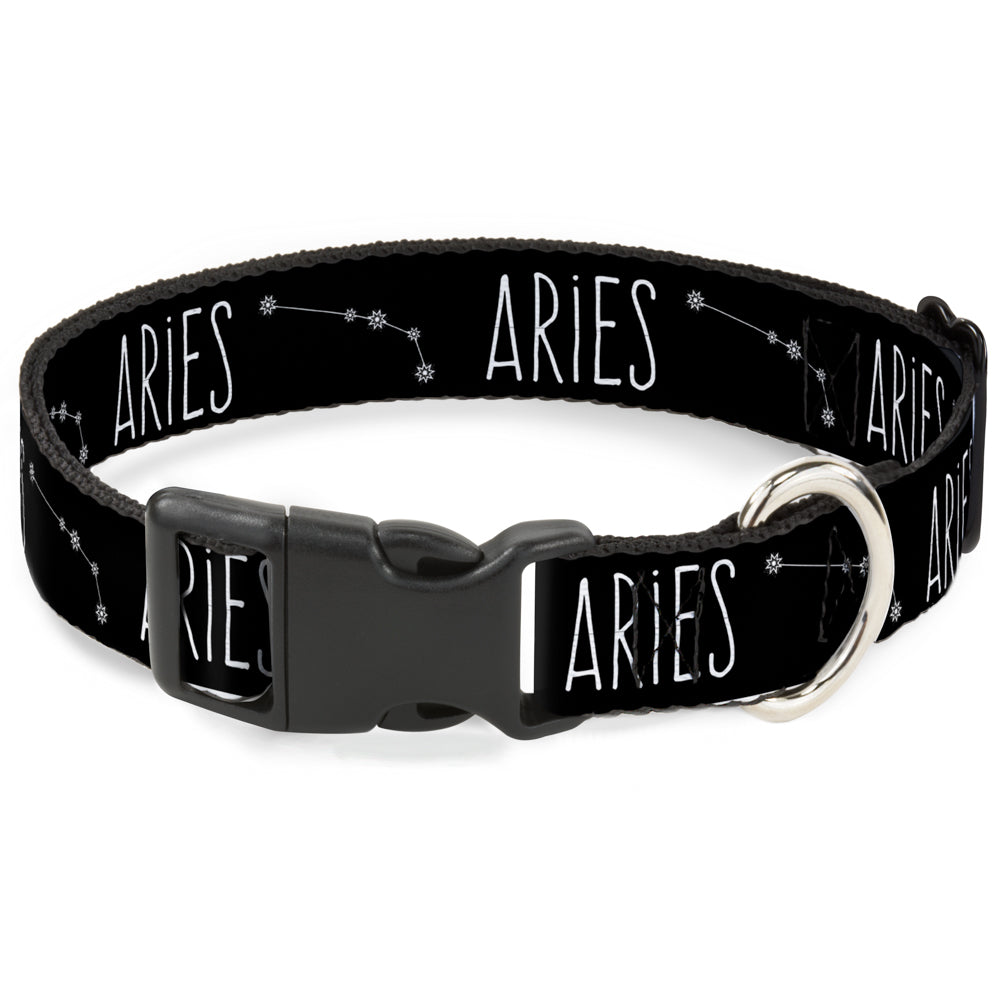 Plastic Clip Collar - Zodiac ARIES/Constellation Black/White Plastic Clip Collars Buckle-Down