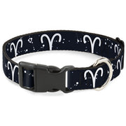 Plastic Clip Collar - Zodiac Aries Symbol/Constellations Black/White Plastic Clip Collars Buckle-Down
