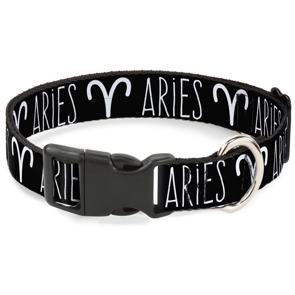 Plastic Clip Collar - Zodiac ARIES/Symbol Black/White Plastic Clip Collars Buckle-Down