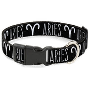 Plastic Clip Collar - Zodiac ARIES/Symbol Black/White Plastic Clip Collars Buckle-Down