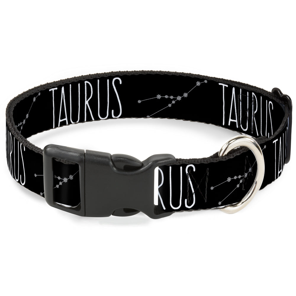 Plastic Clip Collar - Zodiac TAURUS/Constellation Black/White Plastic Clip Collars Buckle-Down