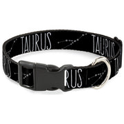 Plastic Clip Collar - Zodiac TAURUS/Constellation Black/White Plastic Clip Collars Buckle-Down