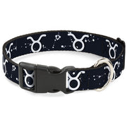 Plastic Clip Collar - Zodiac Taurus Symbol/Constellations Black/White Plastic Clip Collars Buckle-Down