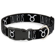 Plastic Clip Collar - Zodiac TAURUS/Symbol Black/White Plastic Clip Collars Buckle-Down