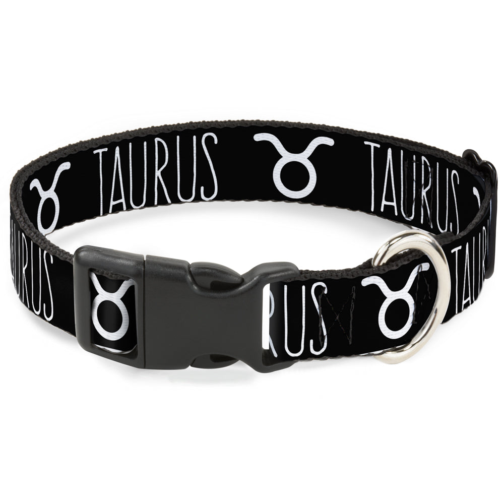Plastic Clip Collar - Zodiac TAURUS/Symbol Black/White Plastic Clip Collars Buckle-Down