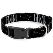 Plastic Clip Collar - Zodiac GEMINI/Constellation Black/White Plastic Clip Collars Buckle-Down