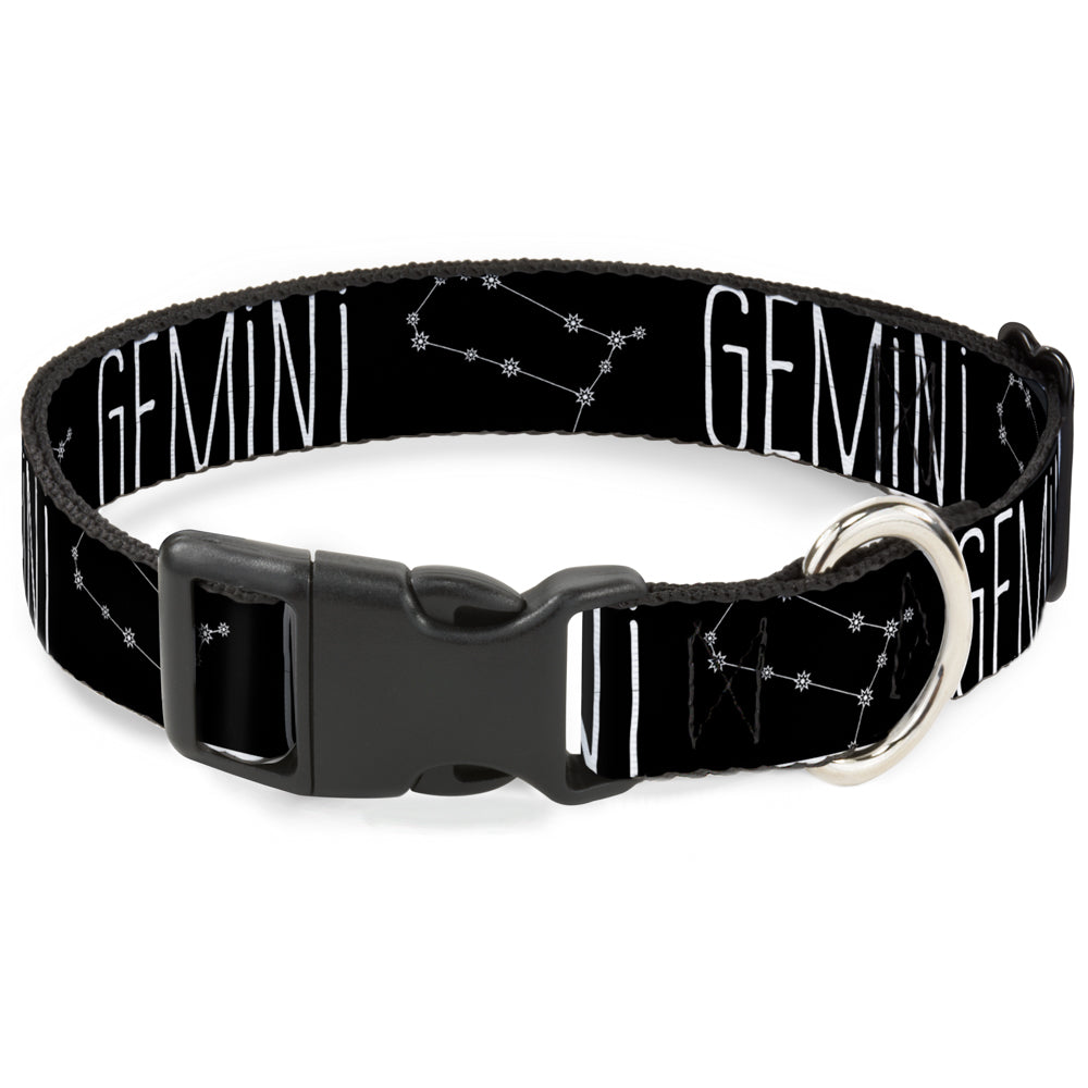 Plastic Clip Collar - Zodiac GEMINI/Constellation Black/White Plastic Clip Collars Buckle-Down