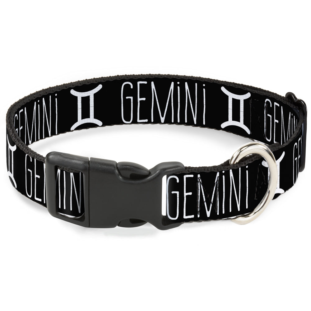 Plastic Clip Collar - Zodiac GEMINI/Symbol Black/White Plastic Clip Collars Buckle-Down