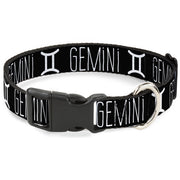 Plastic Clip Collar - Zodiac GEMINI/Symbol Black/White Plastic Clip Collars Buckle-Down