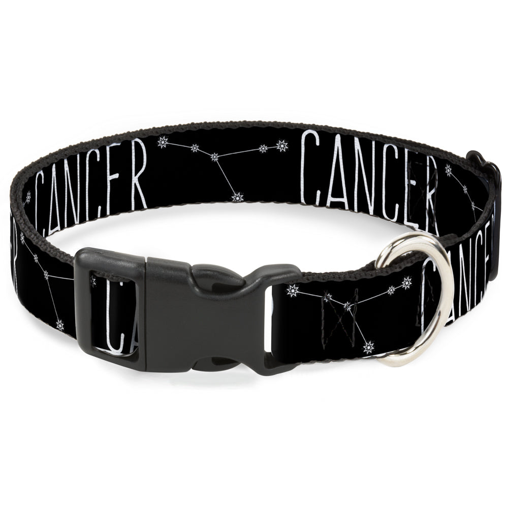 Plastic Clip Collar - Zodiac CANCER/Constellation Black/White Plastic Clip Collars Buckle-Down