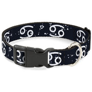 Plastic Clip Collar - Zodiac Cancer Symbol/Constellations Black/White Plastic Clip Collars Buckle-Down