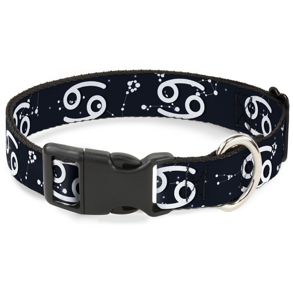 Plastic Clip Collar - Zodiac Cancer Symbol/Constellations Black/White Plastic Clip Collars Buckle-Down