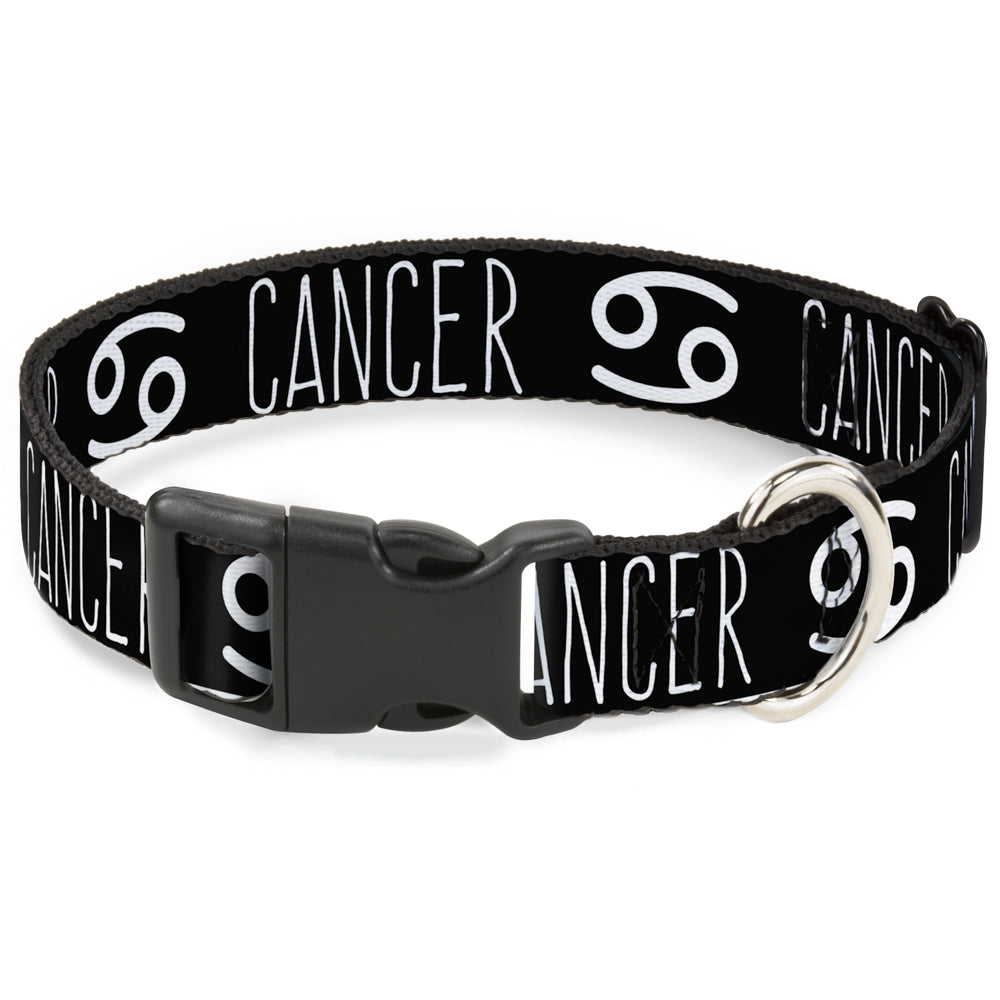 Plastic Clip Collar - Zodiac CANCER/Symbol Black/White Plastic Clip Collars Buckle-Down