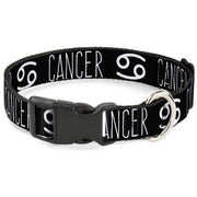 Plastic Clip Collar - Zodiac CANCER/Symbol Black/White Plastic Clip Collars Buckle-Down