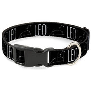 Plastic Clip Collar - Zodiac LEO/Constellation Black/White Plastic Clip Collars Buckle-Down