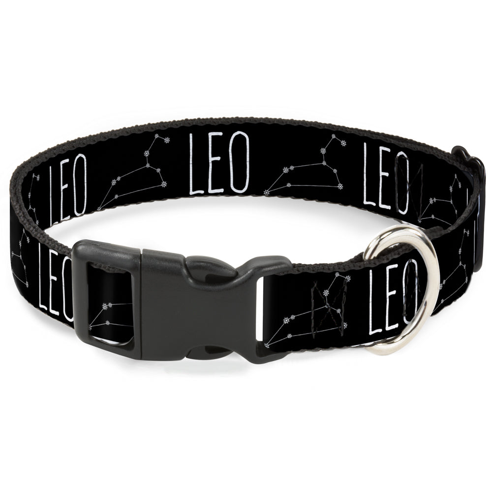 Plastic Clip Collar - Zodiac LEO/Constellation Black/White Plastic Clip Collars Buckle-Down