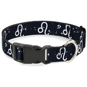 Plastic Clip Collar - Zodiac Leo Symbol/Constellations Black/White Plastic Clip Collars Buckle-Down