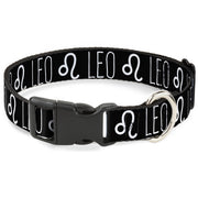 Plastic Clip Collar - Zodiac LEO/Symbol Black/White Plastic Clip Collars Buckle-Down
