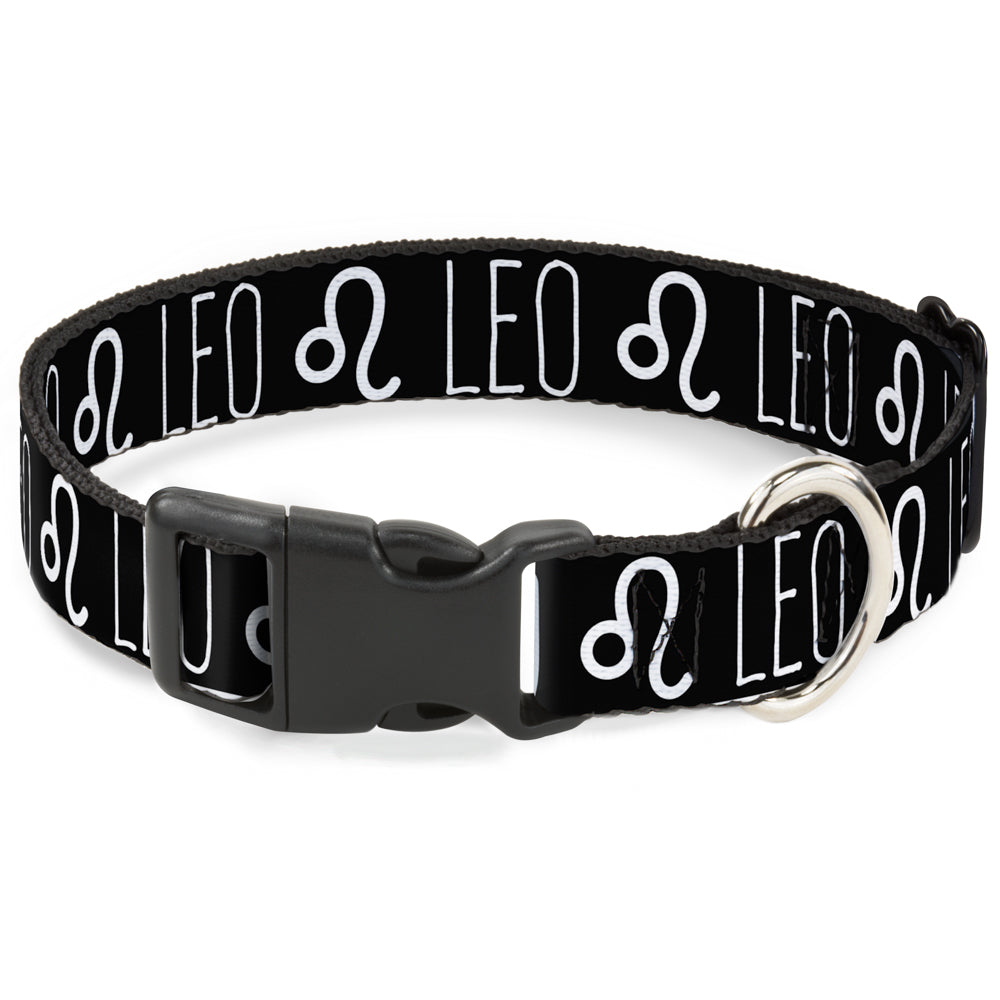 Plastic Clip Collar - Zodiac LEO/Symbol Black/White Plastic Clip Collars Buckle-Down
