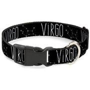 Plastic Clip Collar - Zodiac VIRGO/Constellation Black/White Plastic Clip Collars Buckle-Down