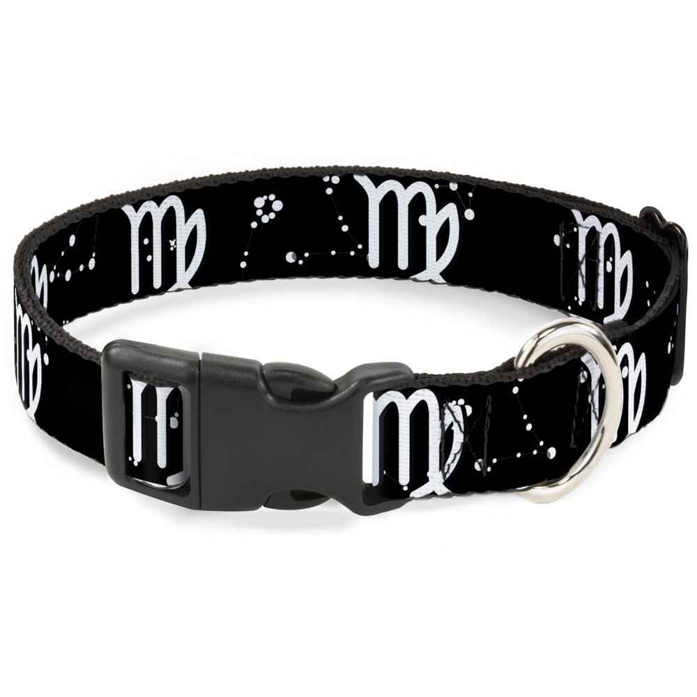 Plastic Clip Collar - Zodiac Virgo Symbol/Constellations Black/White Plastic Clip Collars Buckle-Down