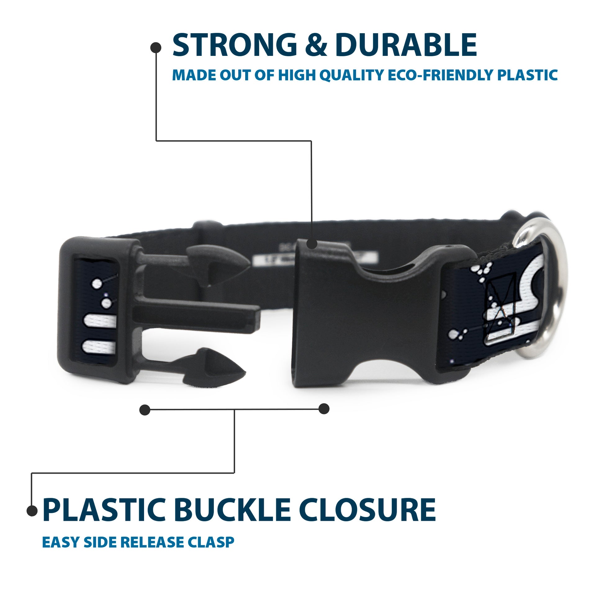 Plastic Clip Collar - Zodiac Libra Symbol/Constellations Black/White Plastic Clip Collars Buckle-Down