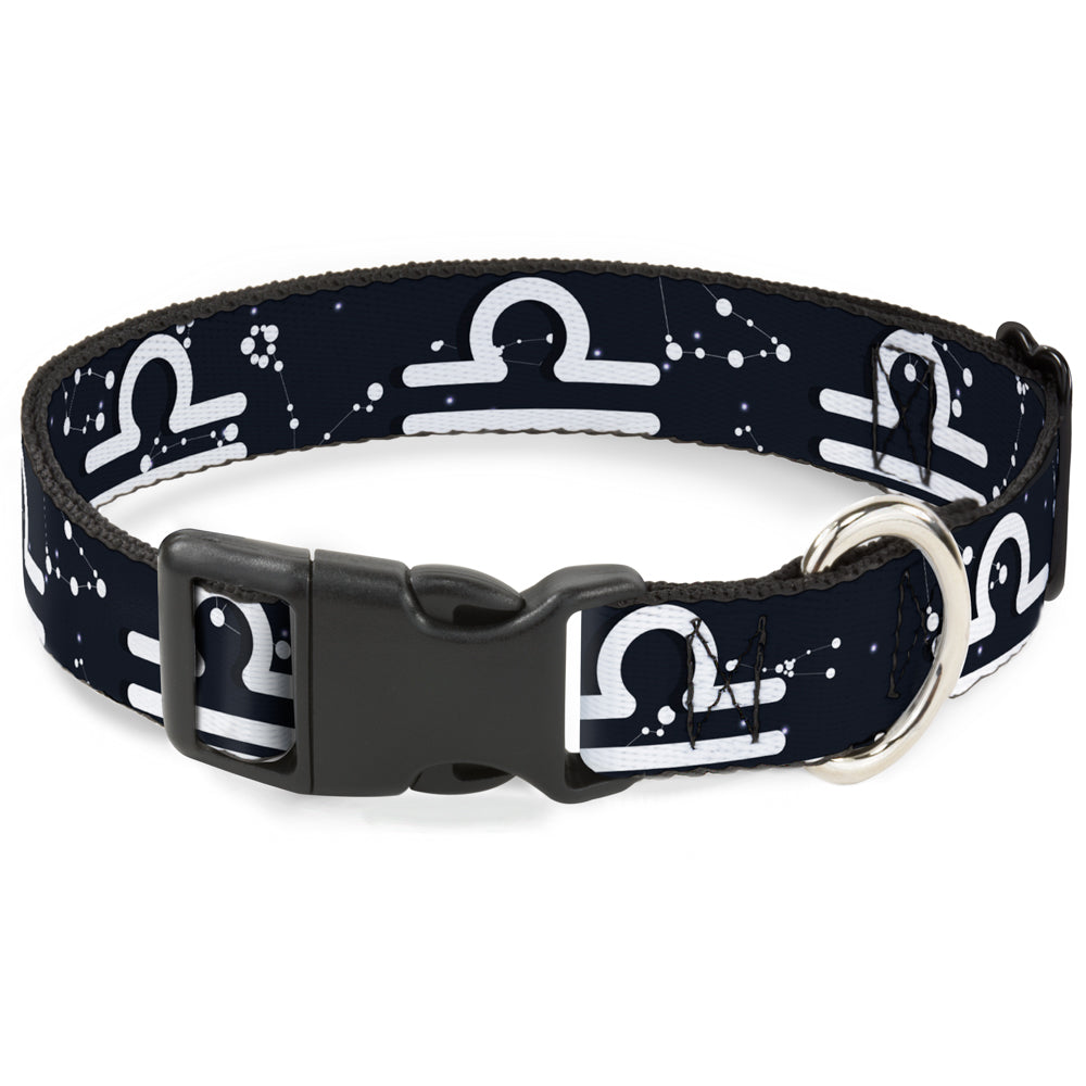 Plastic Clip Collar - Zodiac Libra Symbol/Constellations Black/White Plastic Clip Collars Buckle-Down