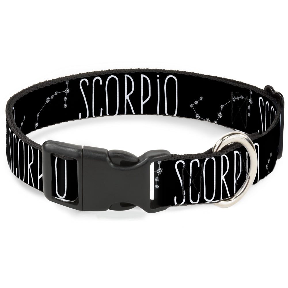 Plastic Clip Collar - Zodiac SCORPIO/Constellation Black/White Plastic Clip Collars Buckle-Down