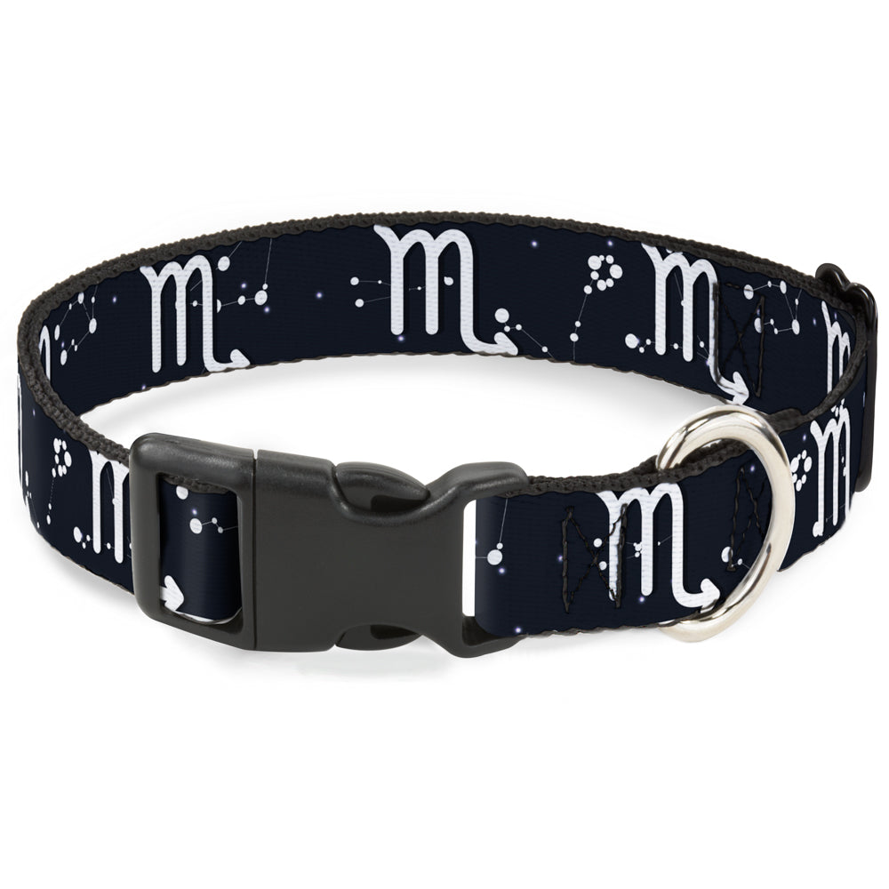 Plastic Clip Collar - Zodiac Scorpio Symbol/Constellations Black/White Plastic Clip Collars Buckle-Down
