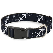 Plastic Clip Collar - Zodiac Sagittarius Symbol/Constellations Black/White Plastic Clip Collars Buckle-Down