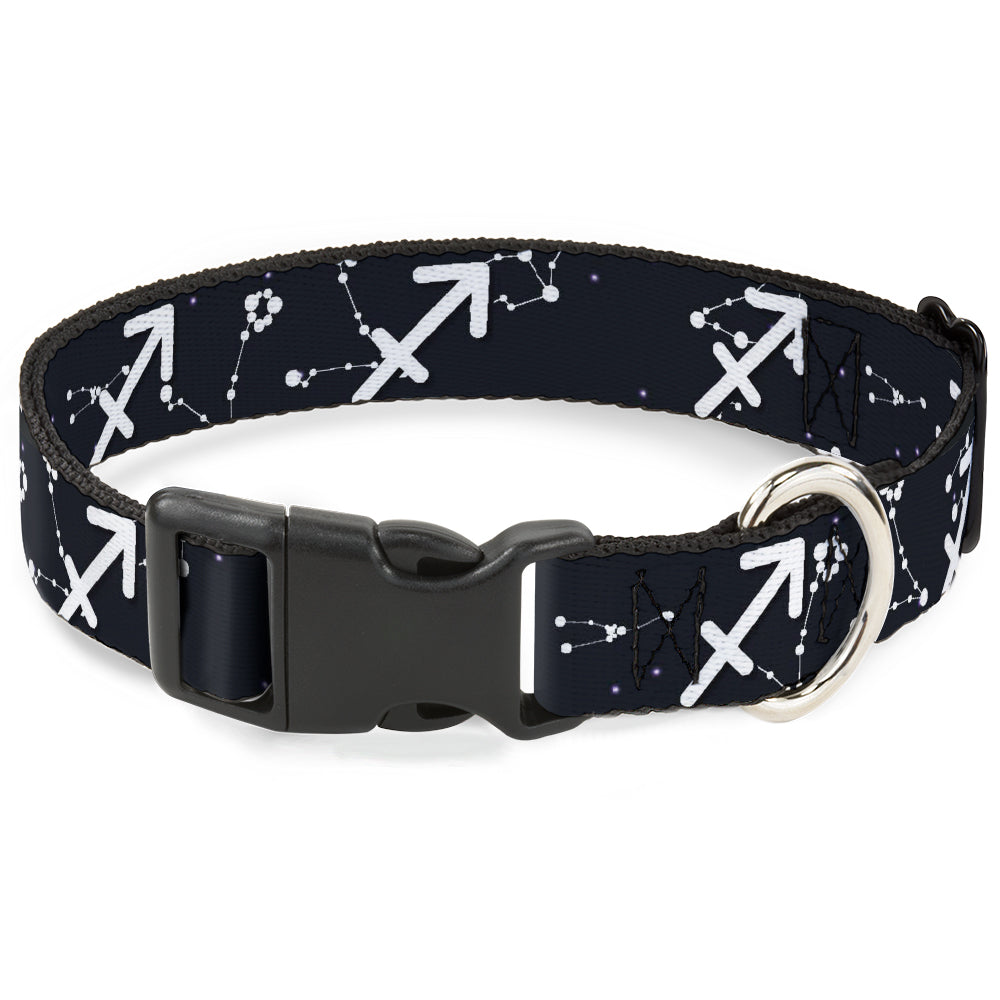 Plastic Clip Collar - Zodiac Sagittarius Symbol/Constellations Black/White Plastic Clip Collars Buckle-Down