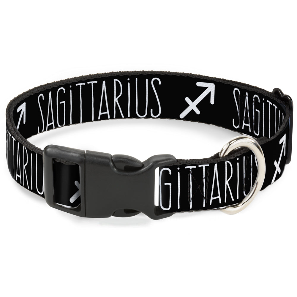 Plastic Clip Collar - Zodiac SAGITTARIUS/Symbol Black/White Plastic Clip Collars Buckle-Down