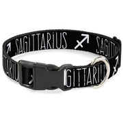 Plastic Clip Collar - Zodiac SAGITTARIUS/Symbol Black/White Plastic Clip Collars Buckle-Down