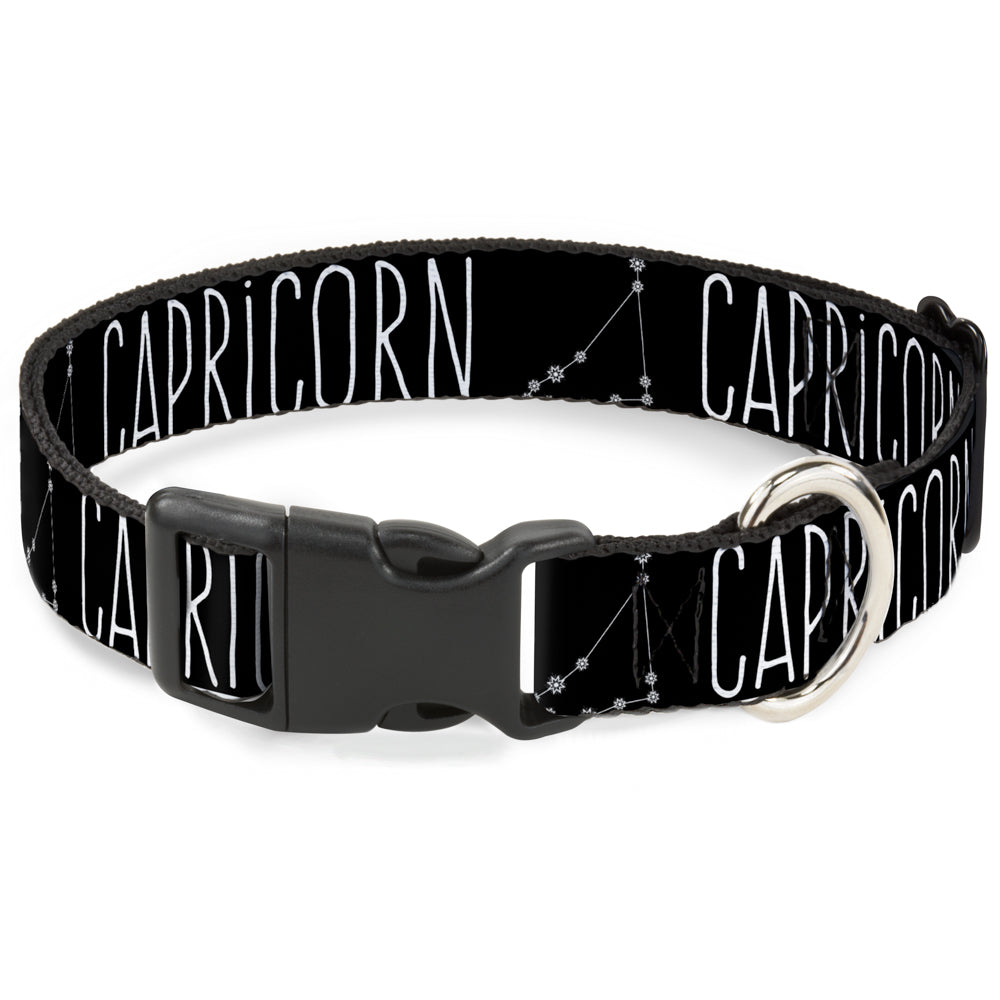 Plastic Clip Collar - Zodiac CAPRICORN/Constellation Black/White Plastic Clip Collars Buckle-Down